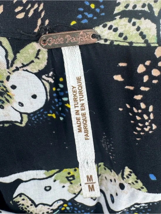 Free People Tuscan Dreams Tunic Dress M Black Floral Boho Mini Festival Flowy - Picture 7 of 10